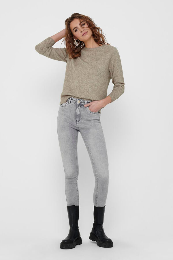 Only Pullover mit langen &Auml;rmeln und Rundhalsausschnitt Beige