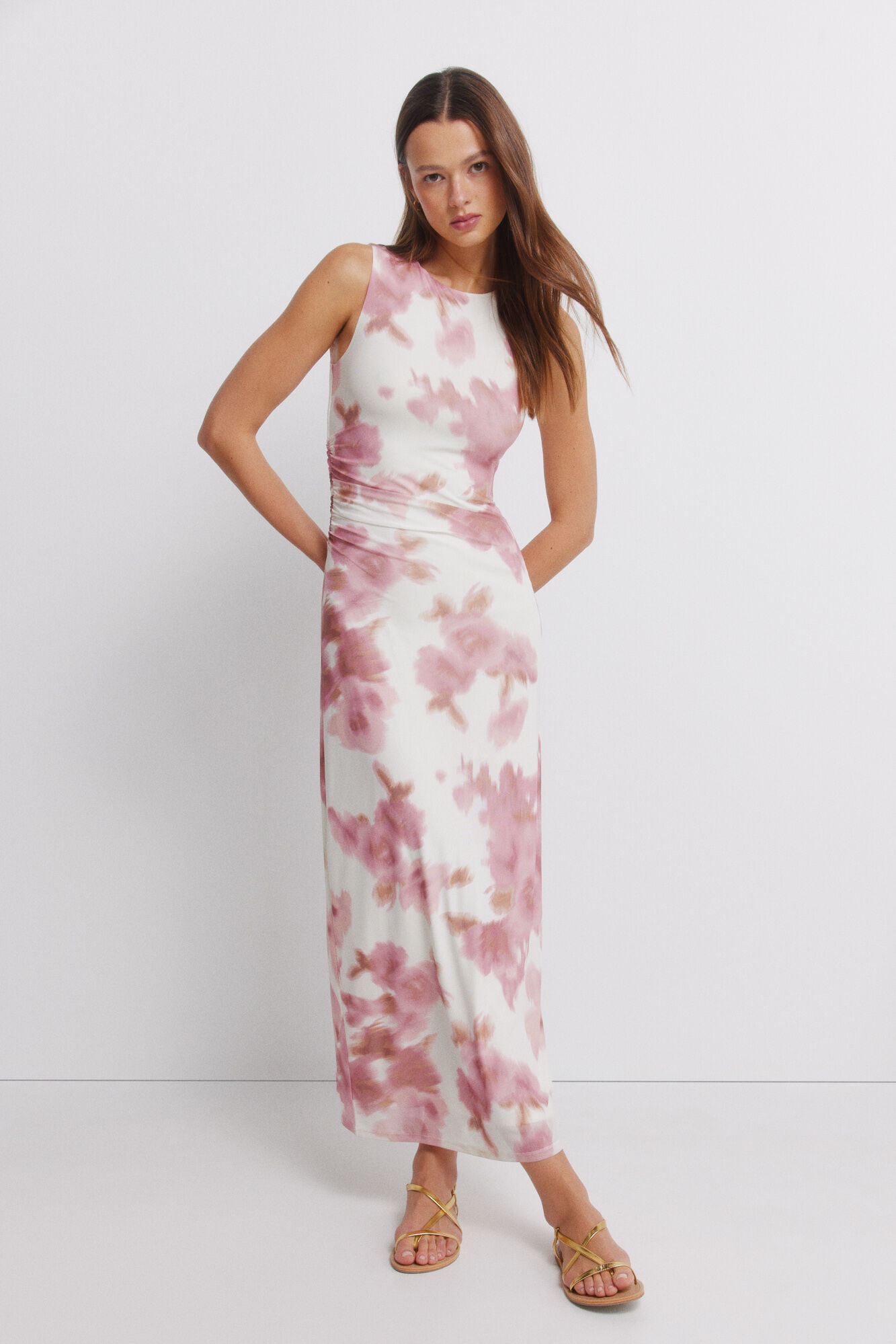 Springfield Vestido malla fruncido