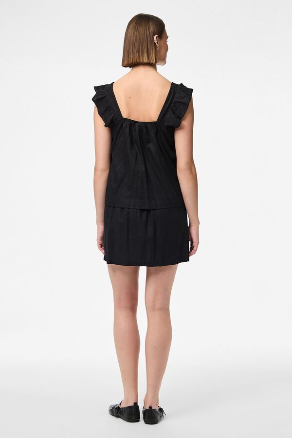 Pieces Top de lino de tirantes negro
