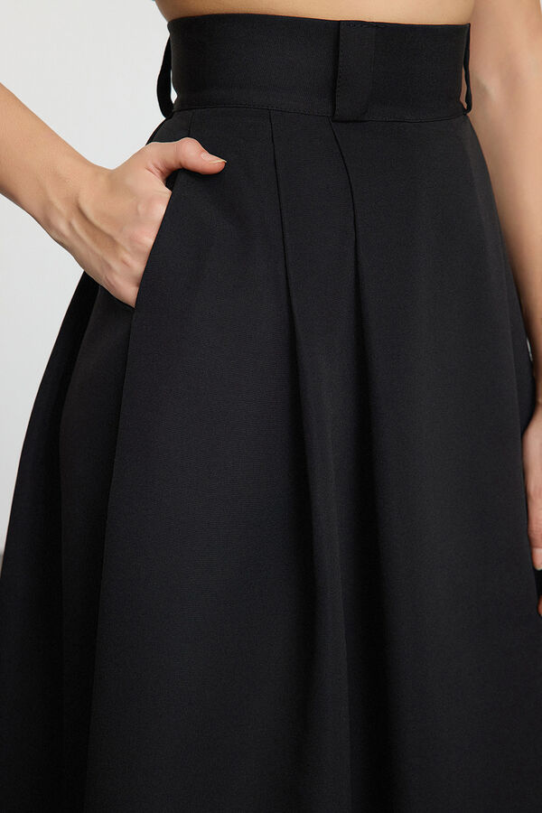 Trendyol Pleated maxi long skirt black