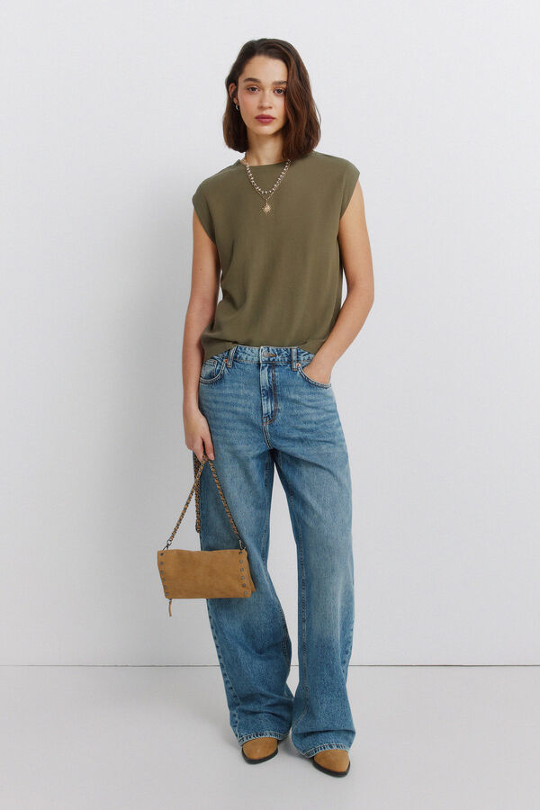 Springfield Plain basic straight T-shirt beige