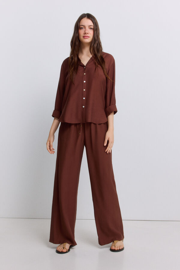 Springfield Wide fluid long trousers nude