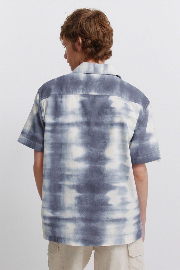 Springfield Printed bowling short sleeve shirt blue