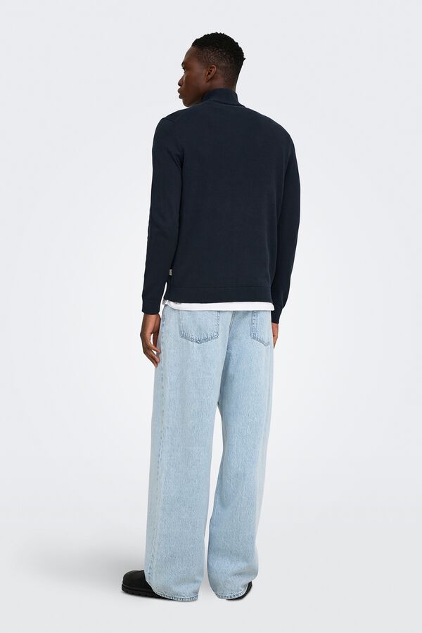 Only & Sons Rollkragenpullover mit Rei&szlig;verschluss Blau