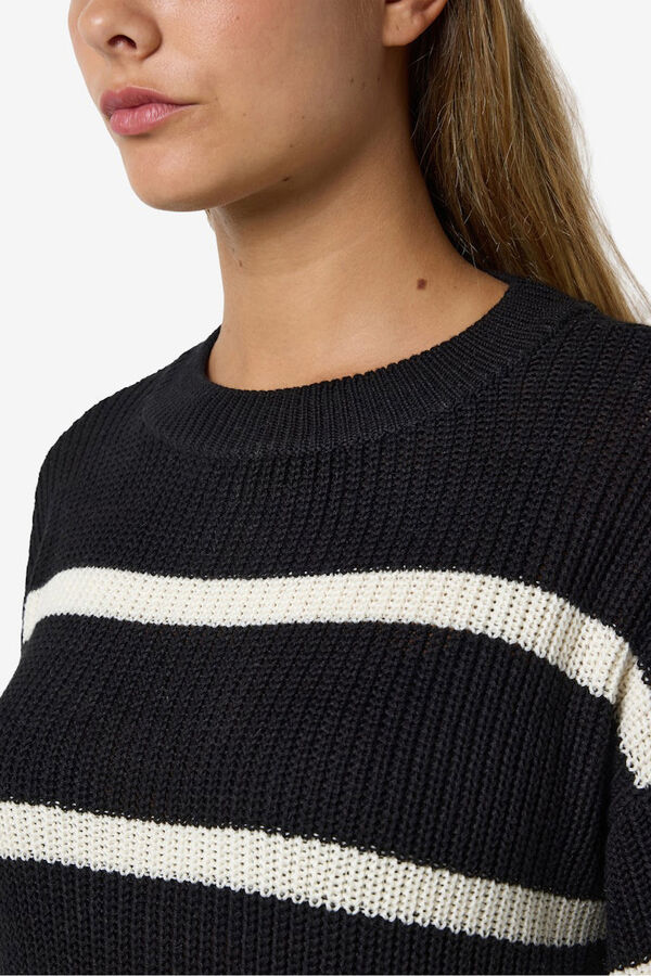 Noisy May Striped jersey-knit dress black