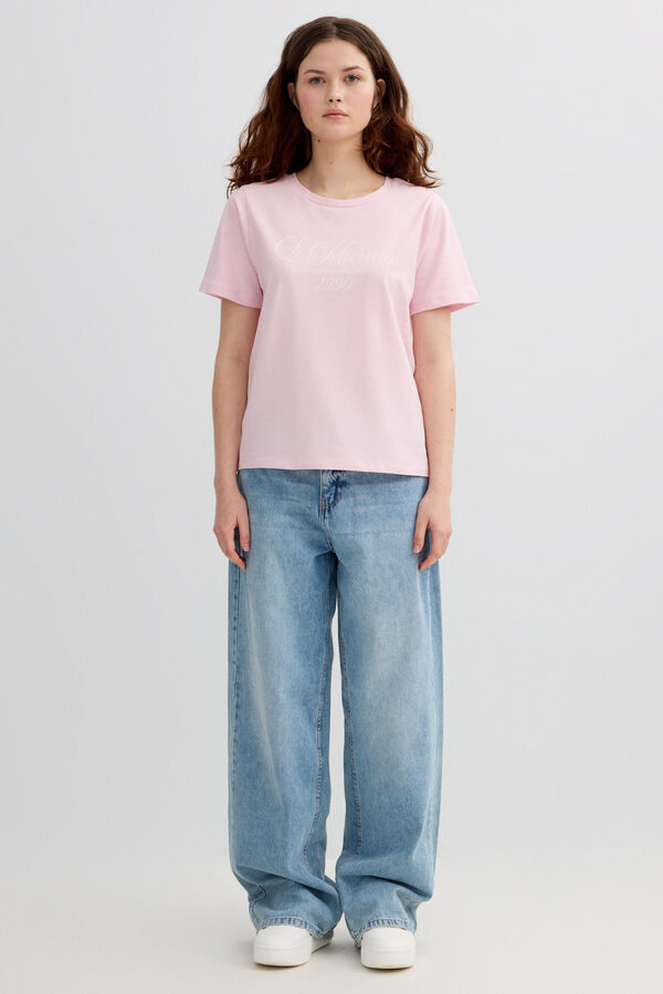 Inside Short sleeve T-shirt with message pink