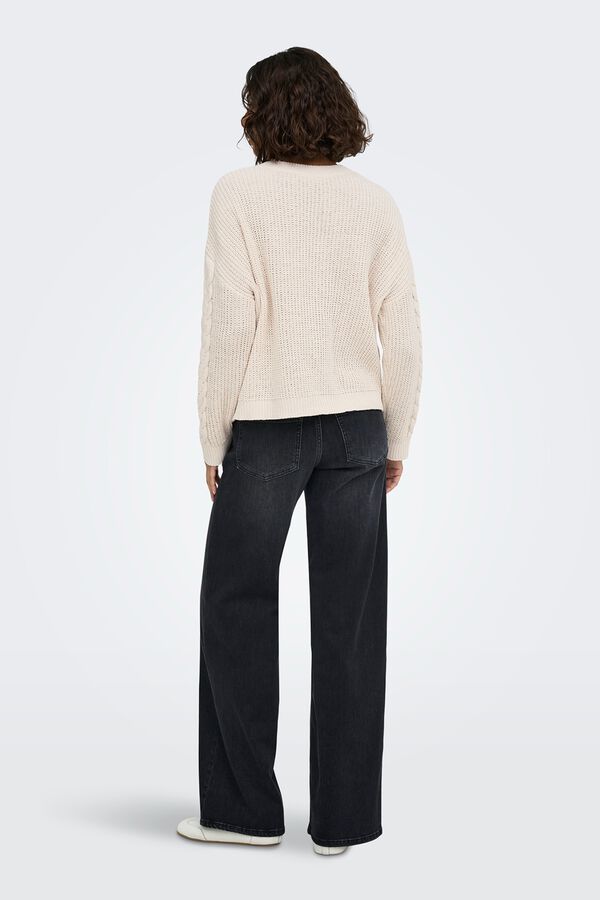 Only Jersey punto trenzado y calado gris
