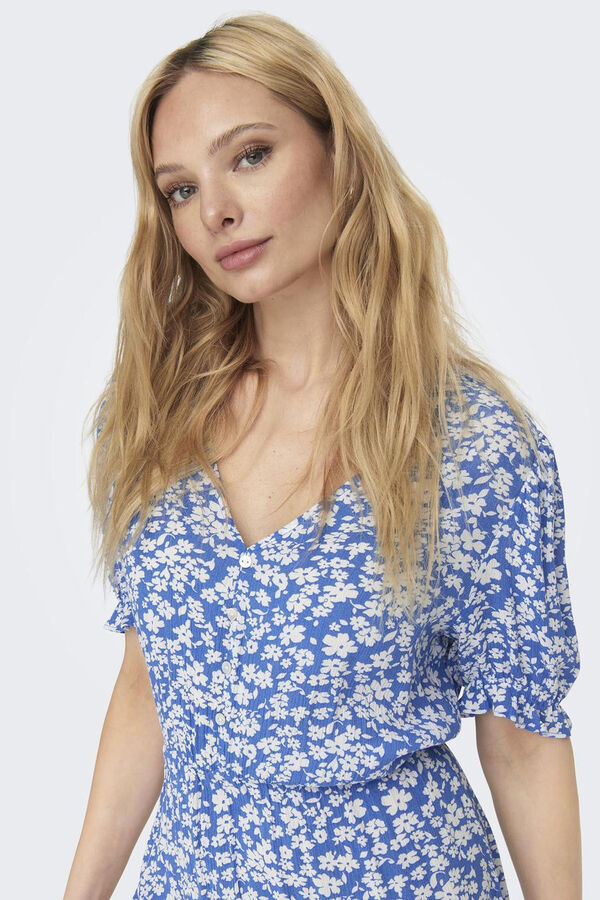 Only Vestido largo manga corta azul