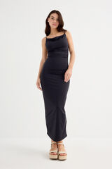 Inside Sleeveless Midi Gathered Dress black