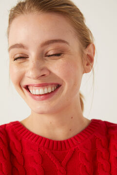 Springfield Pullover Flechtdetail Bl&uuml;mchenstickerei gr&uuml;n