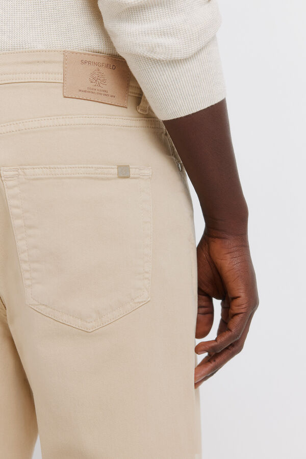 Springfield 5-pocket washed slim fit trousers brown