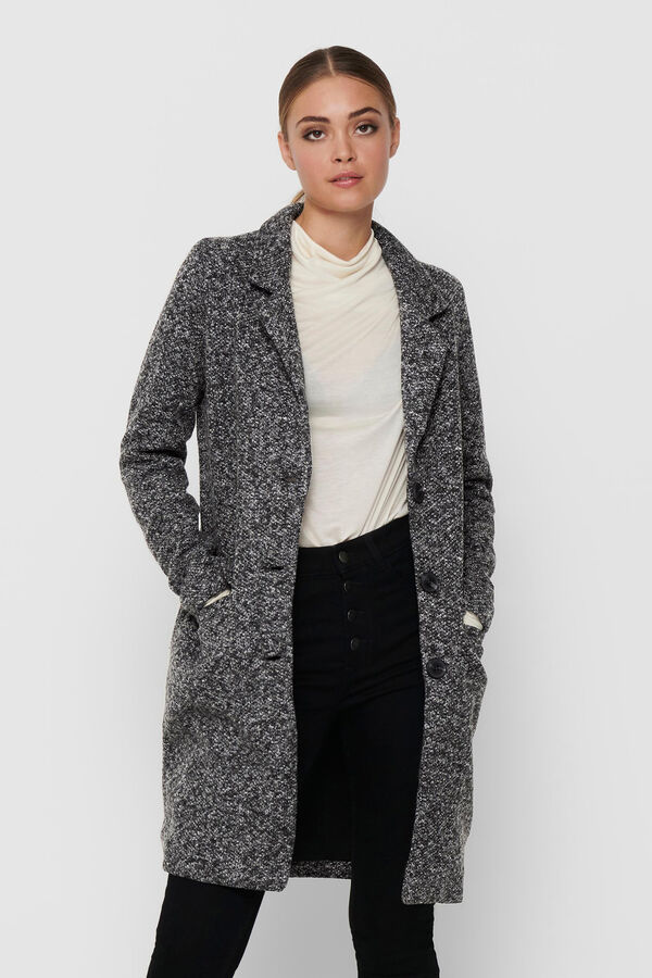 Springfield Woolen cloth coat with lapel collar gray