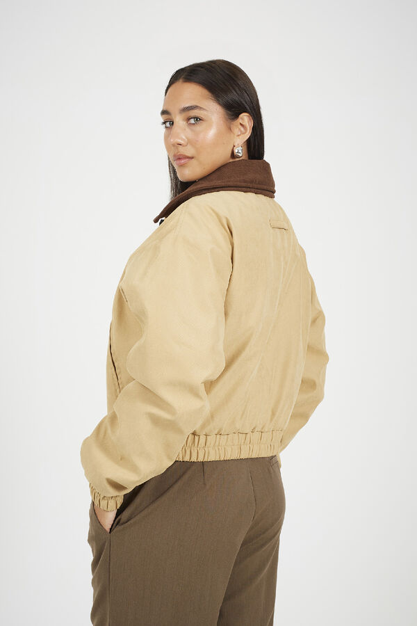Brave Soul Chaqueta bomber con cuello pana beige