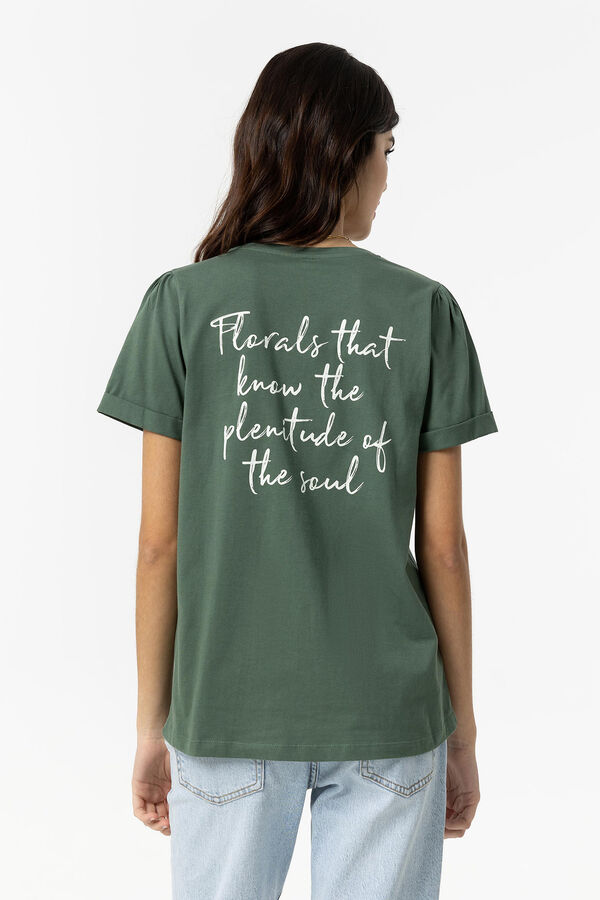Springfield T-Shirt mit Print am Rücken grün