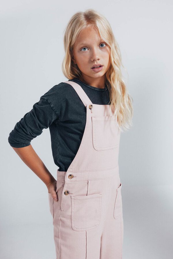 Springfield Kids Jardineiras compridas com bolsos para meninas rosa