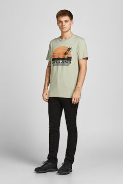 Springfield Short-sleeved T-shirt with palm print grün