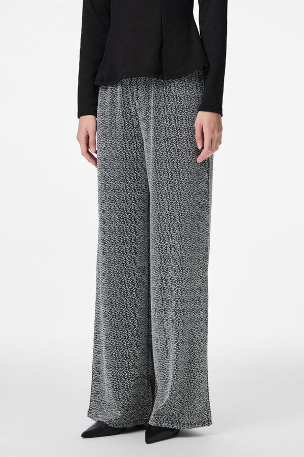 Pieces Lurex wide trousers grey