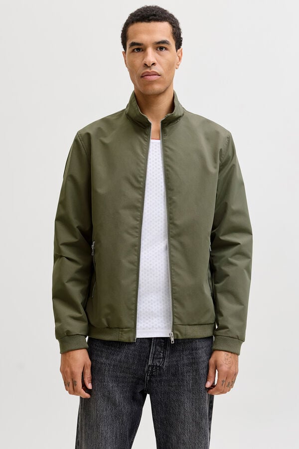 Jack & Jones bomber jacket with high neck nude