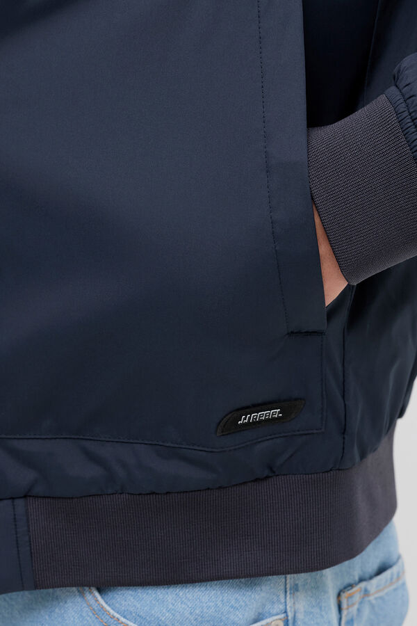 JJ REBEL Plain weave short bomber jacket blue