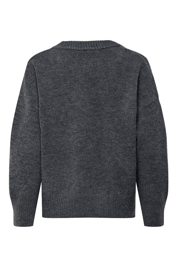 Only Camisola com gola em V cinzento