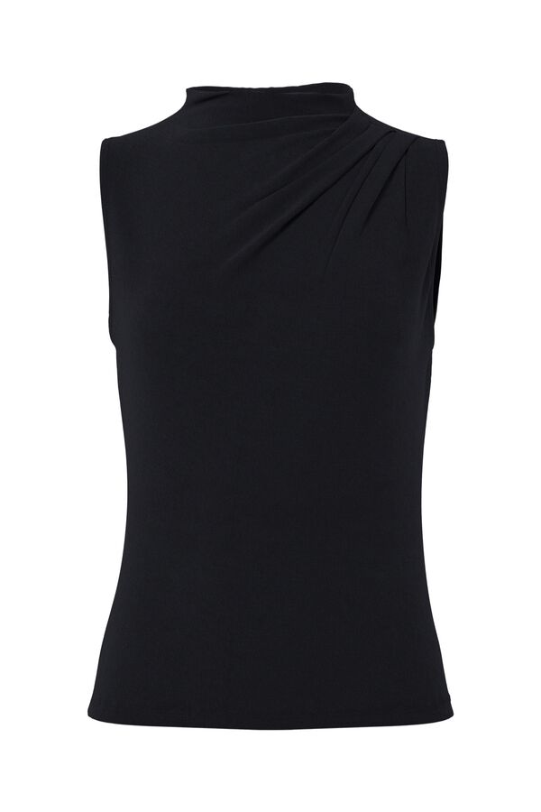Pieces Drapiertes &auml;rmelloses Top Schwarz
