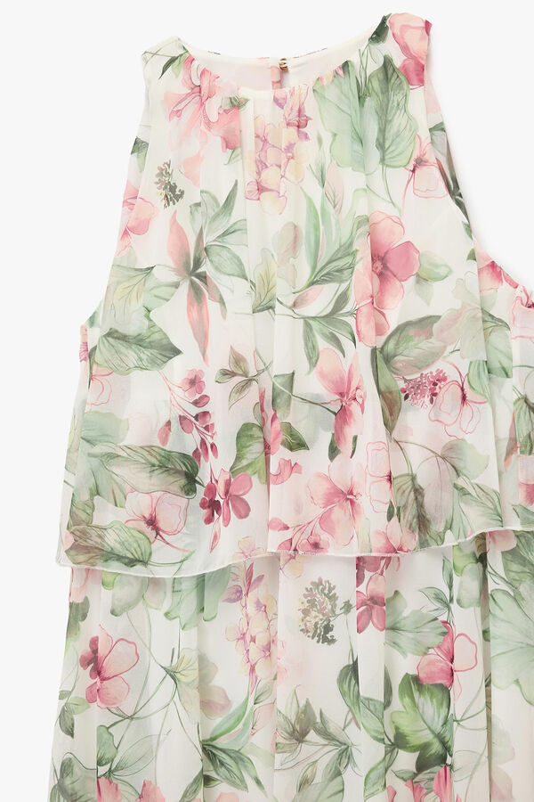 Koton Floral chiffon long dress rose