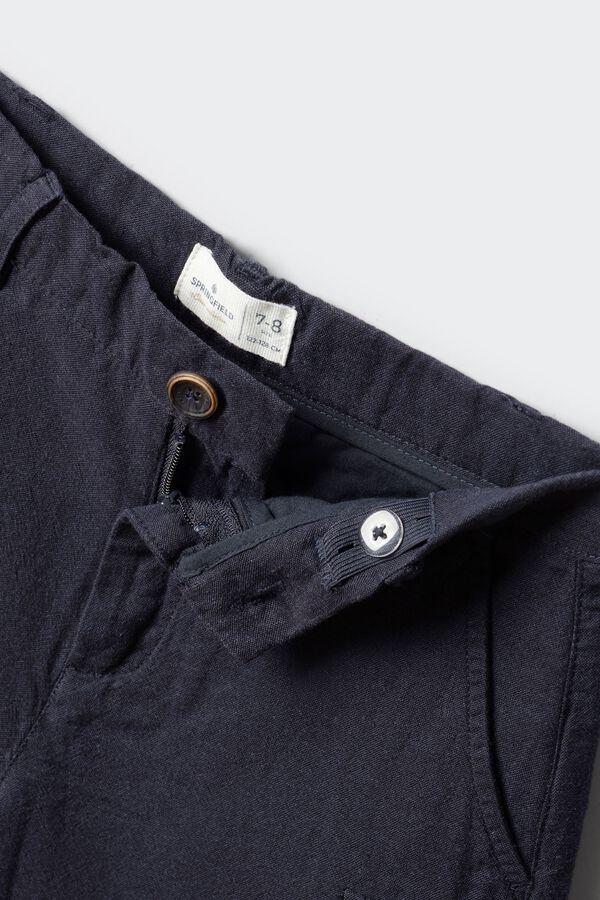 Springfield Kids Bermuda cargo en lin enfant bleu