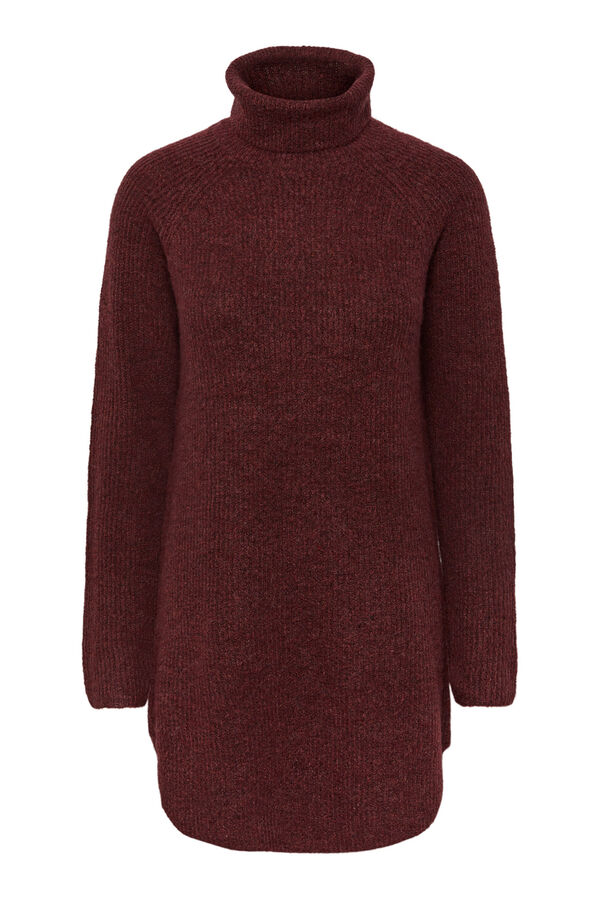 Pieces Camisola comprida gola dobrada vermelho