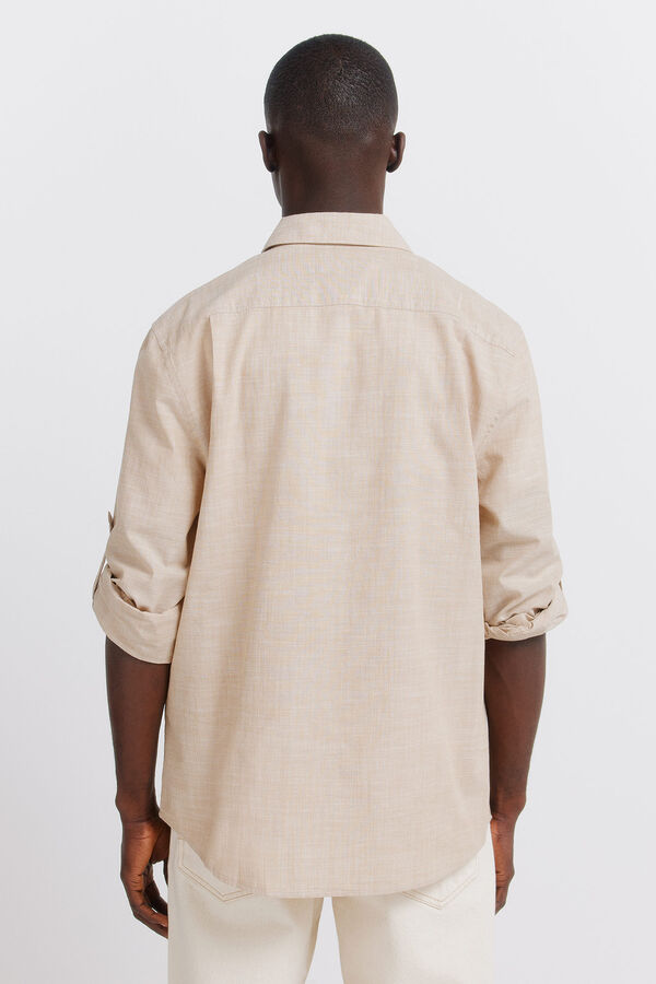 Springfield Slub cotton shirt brown