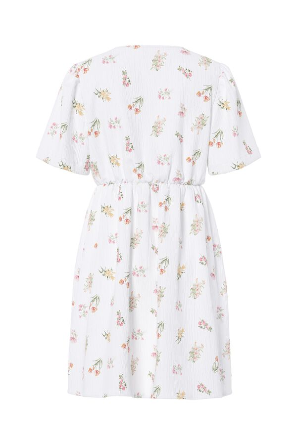 Pieces Printed short sleeve mini dress white