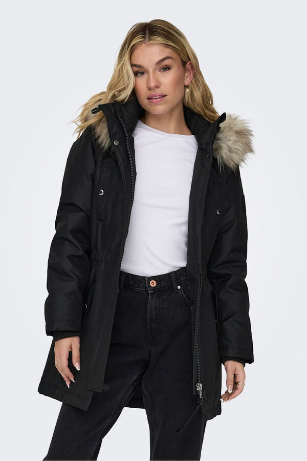 Only Parka with fur hood grey