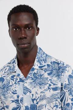 Springfield Printed linen short sleeve shirt