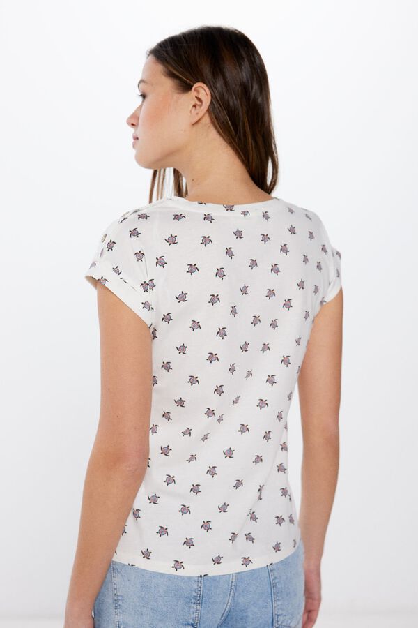 Springfield T-shirt estampada botões ombro camel