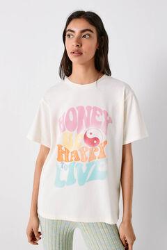 Springfield Camiseta Gráfica Algodón beige