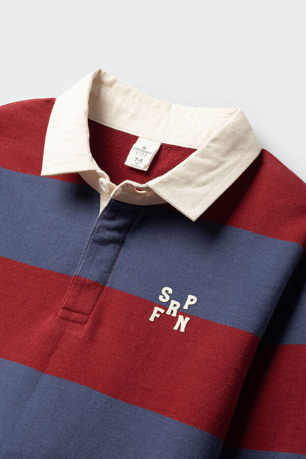 Springfield Kids Prugasta ragbi majica polo za dečake Crvena