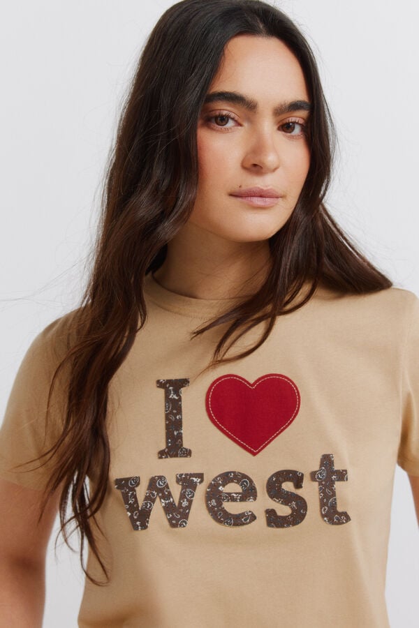 Springfield Cotton graphic T-shirt nude