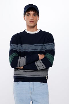 Springfield Prugasti pulover u boji tamno plava