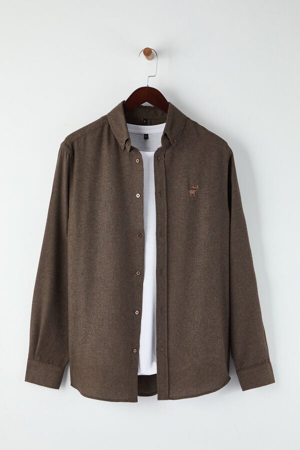 Trendyol Camisa de algod&oacute;n con cierre de botones beige