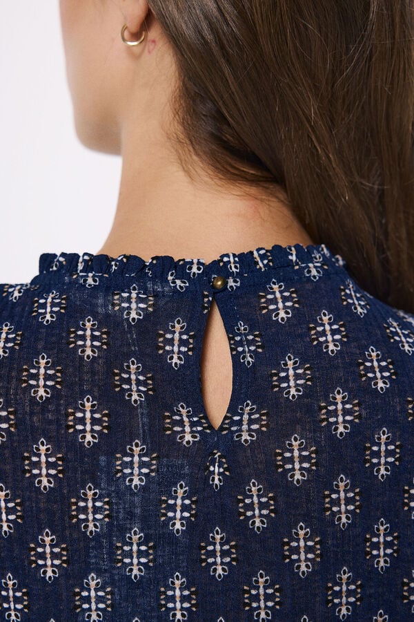 Springfield Honeycomb printed blouse blue