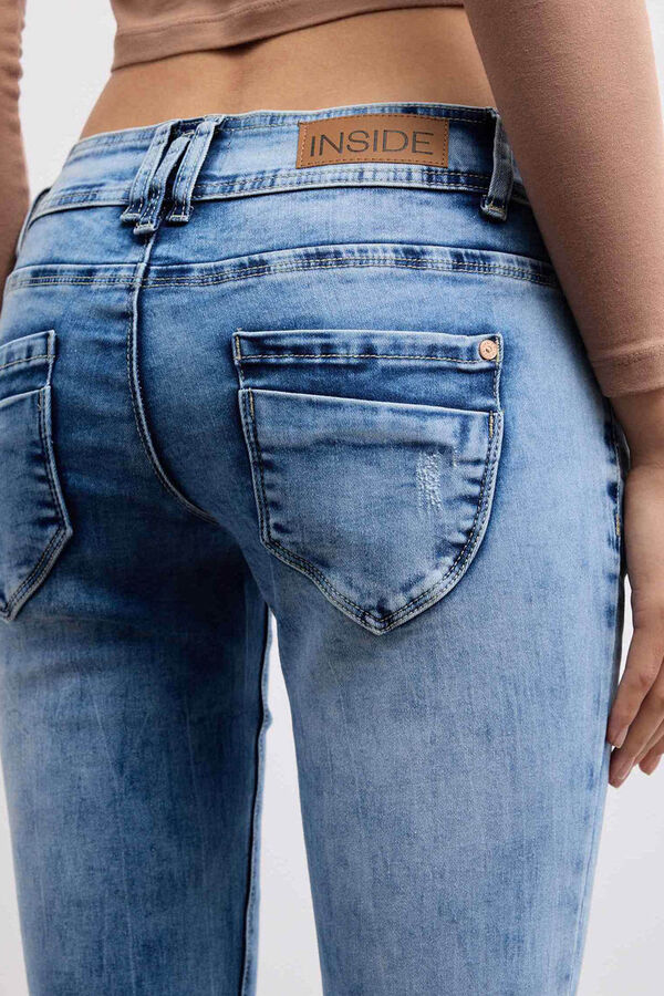Inside hem rise skinny jeans bleu