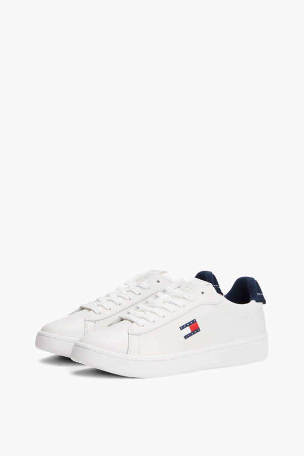 Tommy Jeans White Tommy Jeans sneakers with flag logo white
