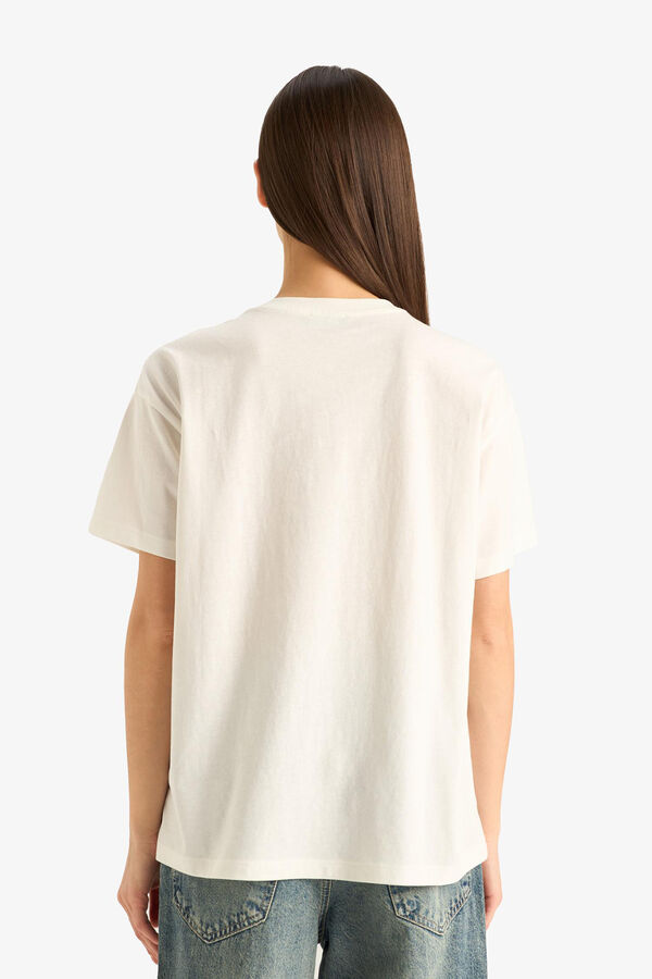 DeFacto Camiseta suave estampada blanco