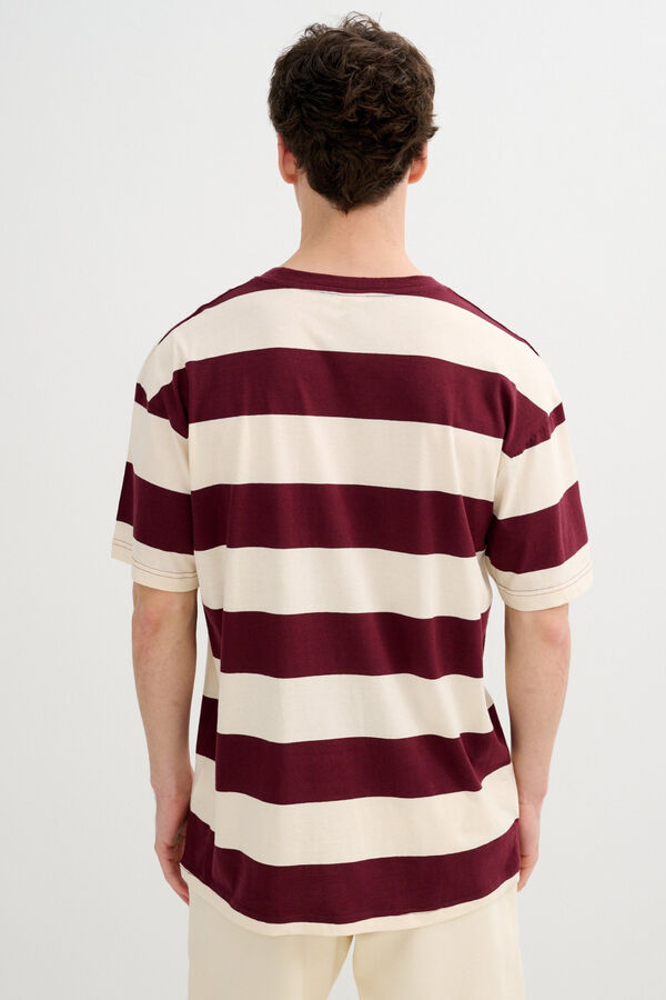 Inside T-shirt riscas manga curta estampado