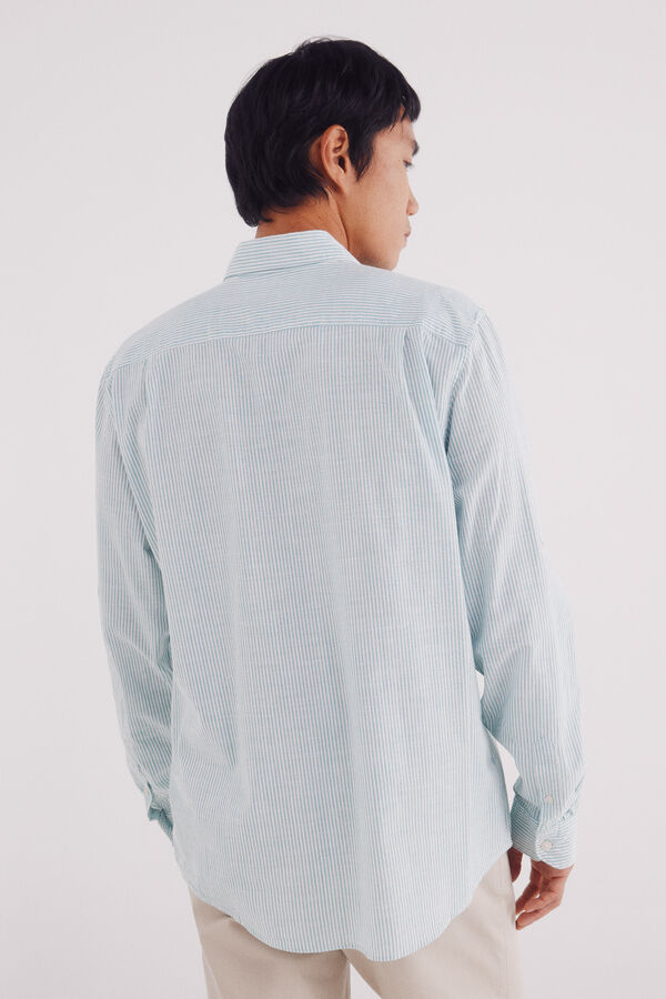 Springfield Camisa cotton slub rayas verde