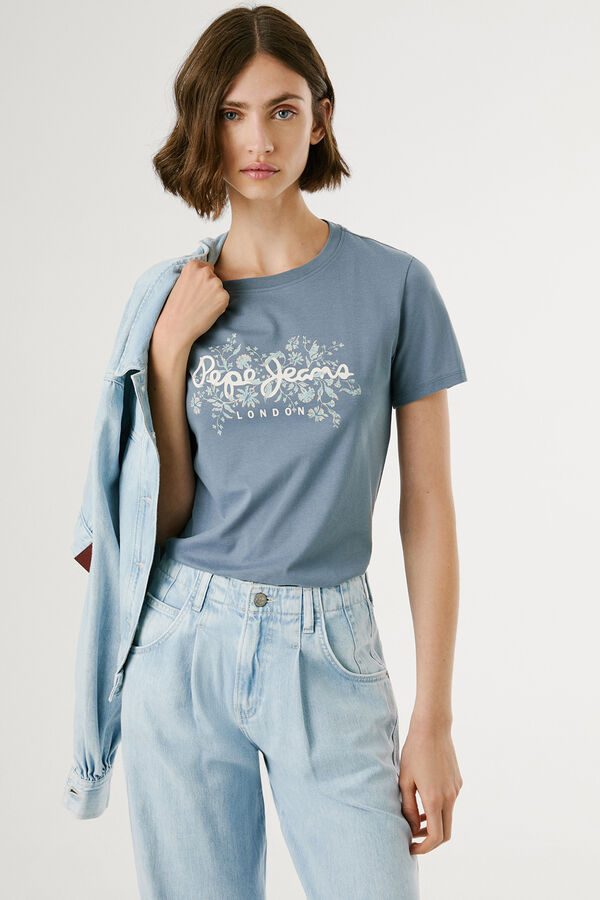 Pepe Jeans Camiseta com estampa floral e logotipo azul