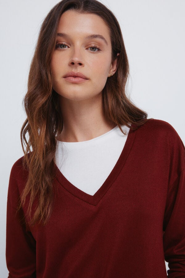 Springfield Combined V neck T-shirt printed