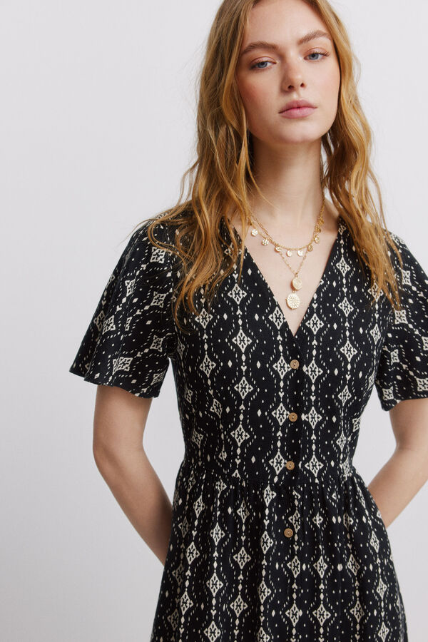 Springfield Printed shirt midi dress black