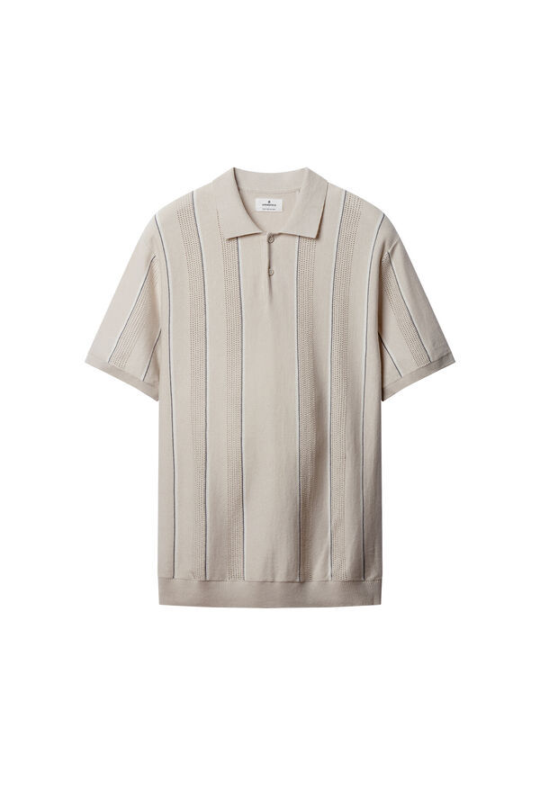 Springfield Striped structured polo shirt grey