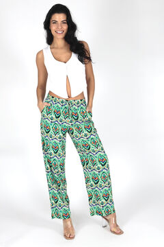 Springfield Printed wide-leg trousers green