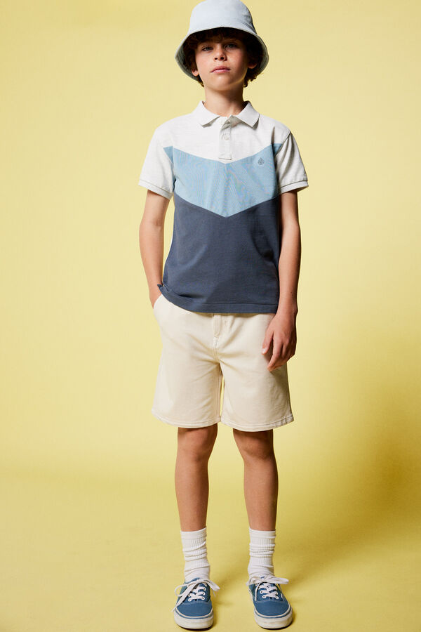Springfield Boy's colour block polo shirt indigo blue
